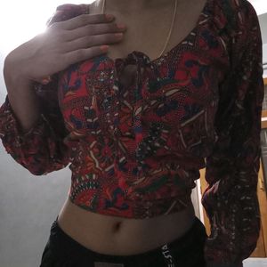 Tribal Printed Ethnic Crop Top