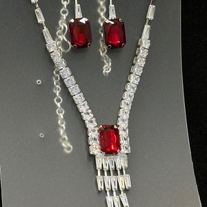 Silver Red Diamond Set