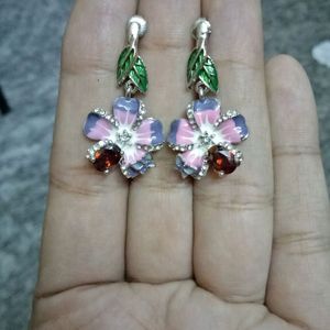 enamel plated  flower earrings