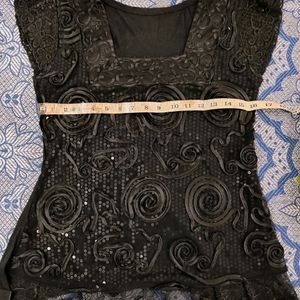 Black Designer Sequins Top Women