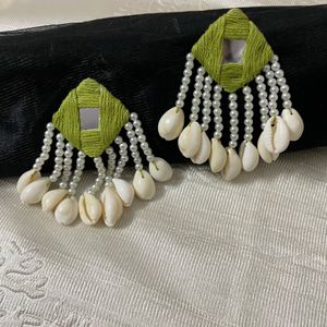 Thread Mirror Navratri Earrings