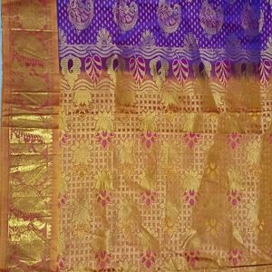 Purple And Gold Pure Kanchipuram Silk Saree