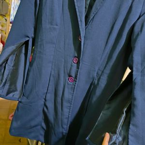 Ajio Navy Blue Full Sleeves Blazer