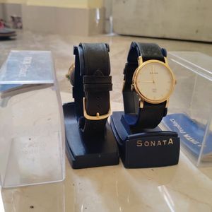 Sonata analog leather watch