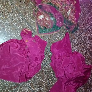 Rose Silk Suit Set With Dupatta