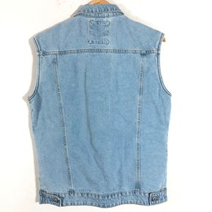 Splash Men's Blue Sleeveless Denim Jacket