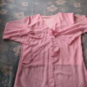 Pink V Neck Top For Women/Girls