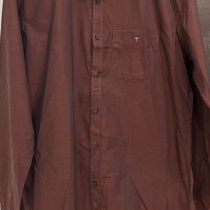 Men Cotton Tan Shirt