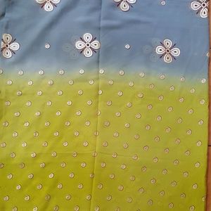 Dual Color Mika Printed Saree For Sale