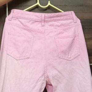 Pink Washed Wide Leg Jeans