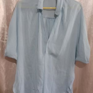 Light Blue Korean Tops