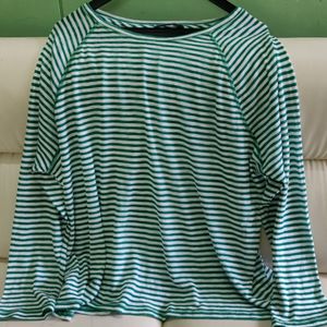 GREEN WHITE STRIPS M&S T-SHIRT