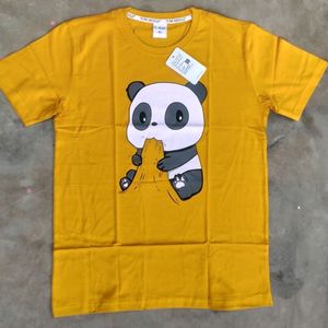 Brand New Panda Printed Half Yellow T-shirt