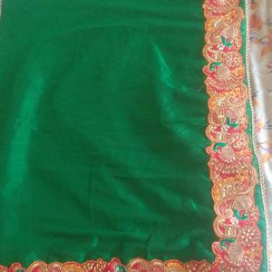 Bridal Heavy Saree With Zari Nd Mirror Work