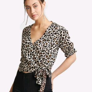 Animal print wrap top