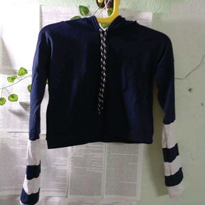 Navy Blue Hoodie Top