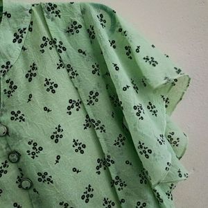 Green Colour Flare Hands Trendy Western Wear ,Size - S/M