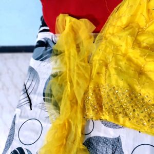 ◔◡◔)っYELLOW WEDDING LAHENGA 3PEACE DRESS