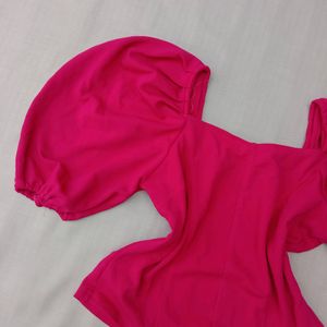 New Puff Sleeves Korean Rose Crop Top