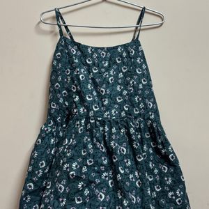 Dark Green Floral Sleeveless Top