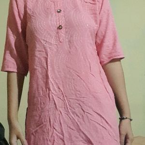 Pink Jaipuri Print Kurta.