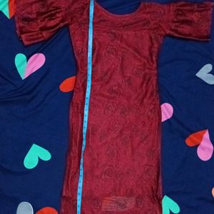 Beautiful Ruffled Sleeves Red Maroon Kurta