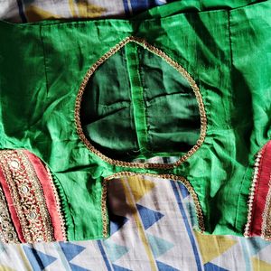 Green Colour Saree With XL Size Blouse