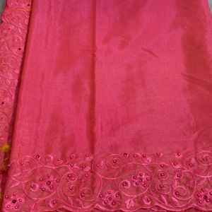 New Double Shaded Pink Saree With Cut Works