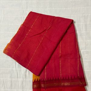 Temple Border Cotton Saree with Blouse