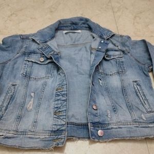 Denim Blue Ripped Jacket