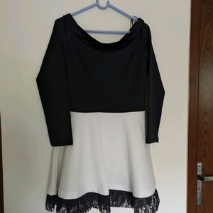 Black N White Off Shoulder Dress