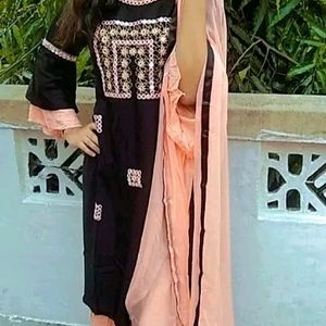 Full Kurta Set With Palazzo And Dupatta