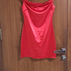 Mini Red Satin Dress