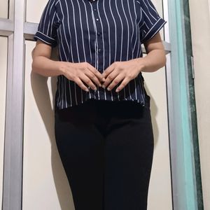 Striped Casual Crop Shirt