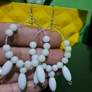 White Beads Earring