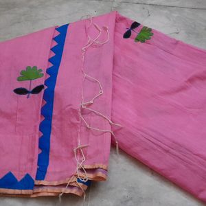 Beautiful Pink And Blue Border Saree