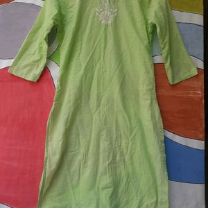 Green Chikankari Kurti