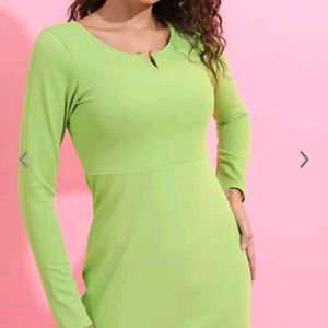 Lime Green Long Sleeves Sheet Dress