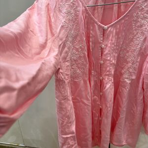 Beautiful Pink Pleated Cotton Top