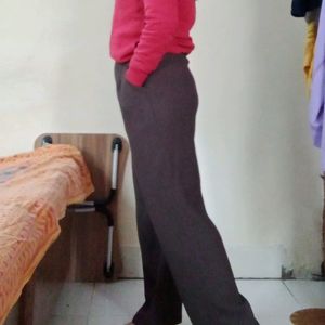 Korean High Waisted Brown Trouser Pant