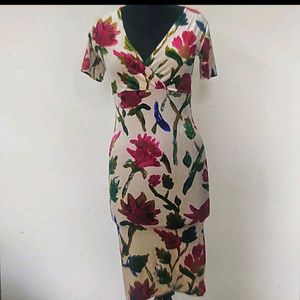 Zara velvet floral bodycon dress