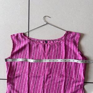 Pink Crepe  Sleeveless  Kurti