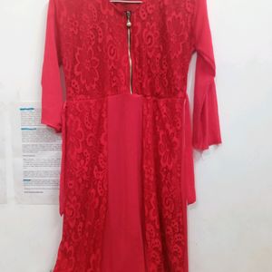 Red Net Kurti