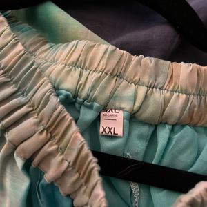 Blue-Green Cotton(ish) Loose Palazzo Pants