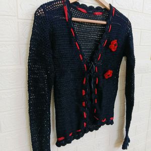 Crochet Black & Red Rose Shrugs