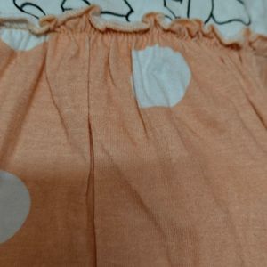 White Peach Cotton Frock