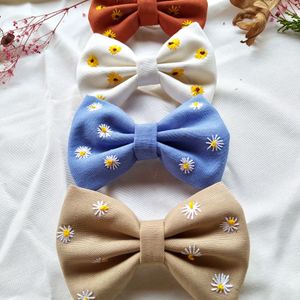 Combo Of Embroidered Bow Clips