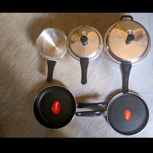 Pigeon 5 Pieces( Cookers 3,5,2l+ Tawa+ Pan Brand N