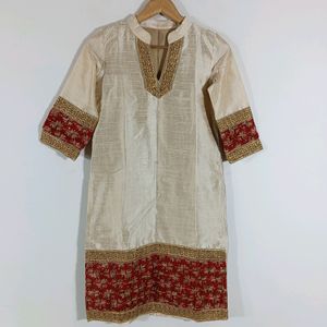 Cream Embroidered Kurta (Women)