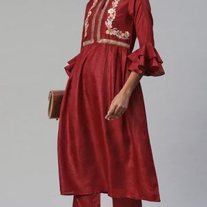 Cottinfab Maroon Kurta Set